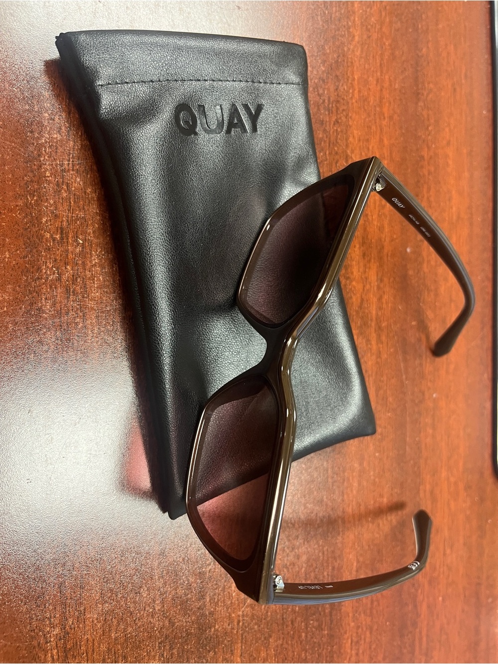Quay Australia Brown Tortoiseshell Rectangle Sunglasses